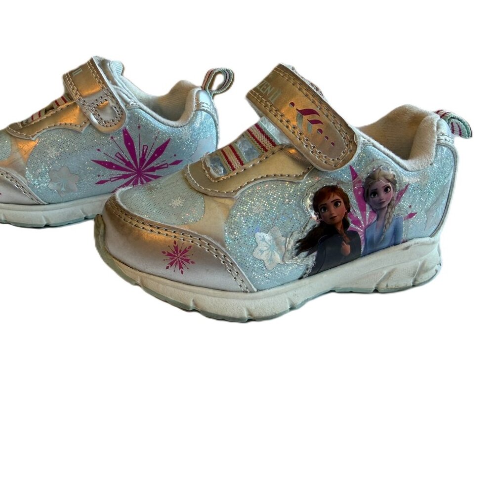 🍂 5/$25 Baby Girl Disney Frozen Sneakers Size 5 Velcro Princess Elsa